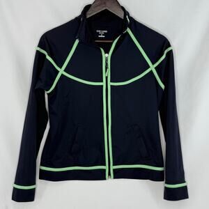 Oleg Cassini Sport Track Jacket Womens S Blue Green Zip Up Retro Y2K Athletic